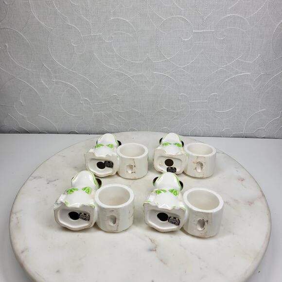 VTG Schmid Bros Frog Napkin Rings Ceramic Green White Hand Painted Japan 4 - Picture 14 of 16